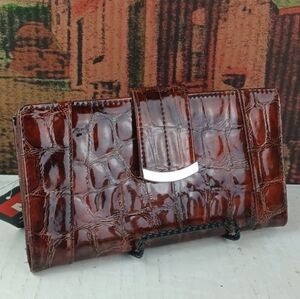 Mundi Golden Brown Croc Embossed Faux Leather Wallet